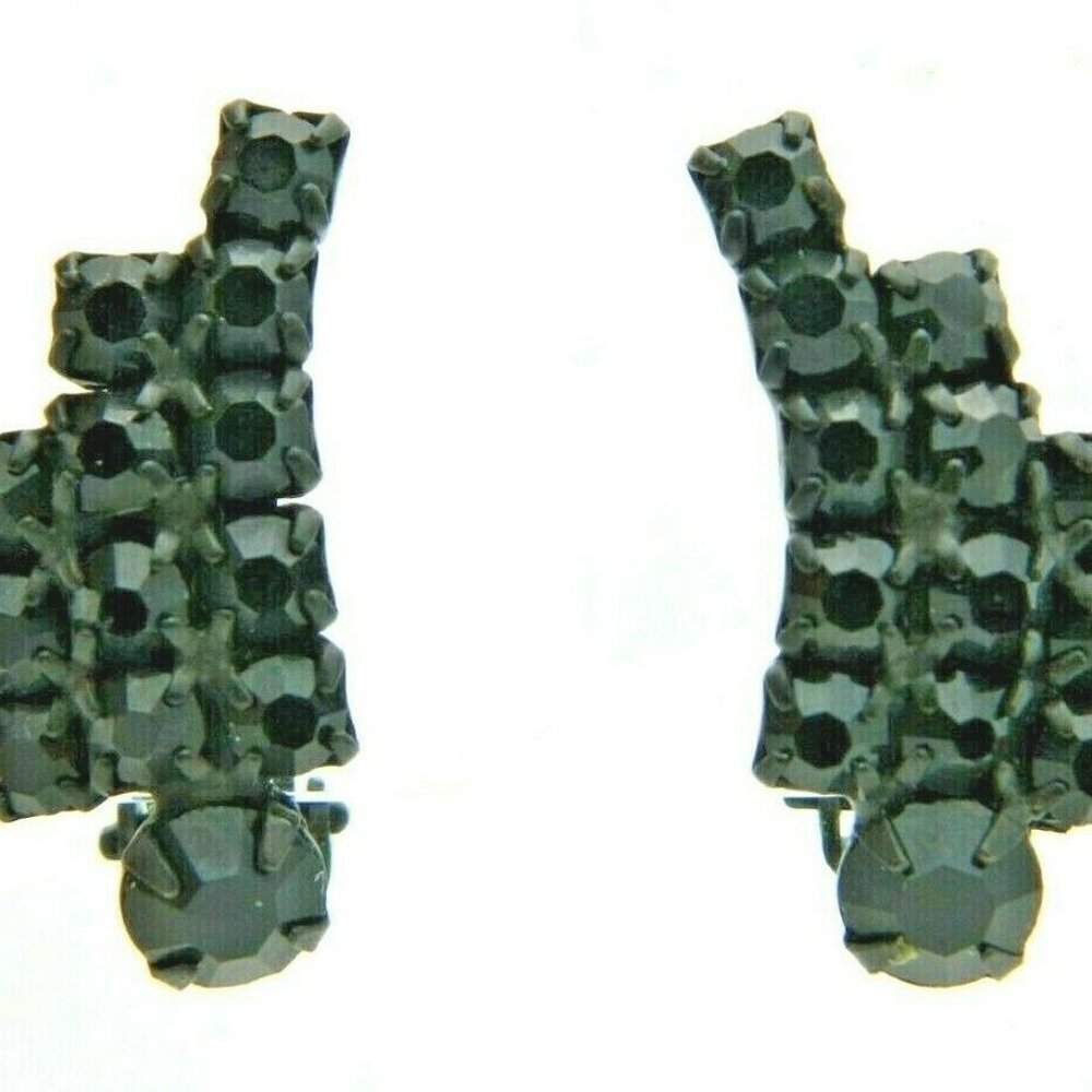 Black Glass Rhinestone Japanned Firework Clip